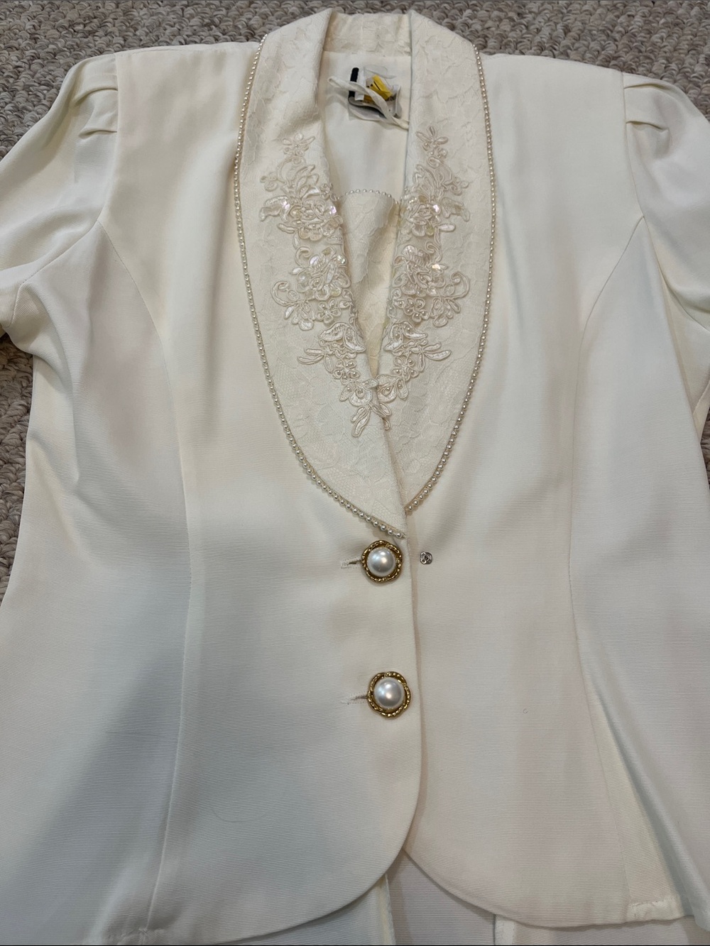 Elegant Ivory Women's Wedding Skirt Suit with Embroidered Shawl Collar size 9/10 - Picture 14 of 17